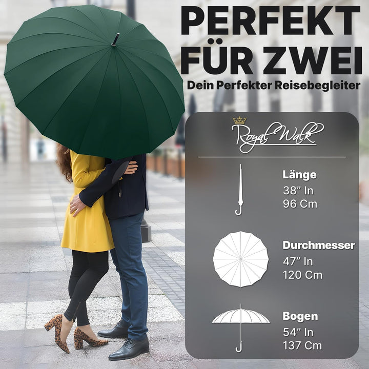Royal Walk Gross XXL 54 inch Automatik Reise Golf Regenschirm für Damen und Herren Sturmfest Windsic