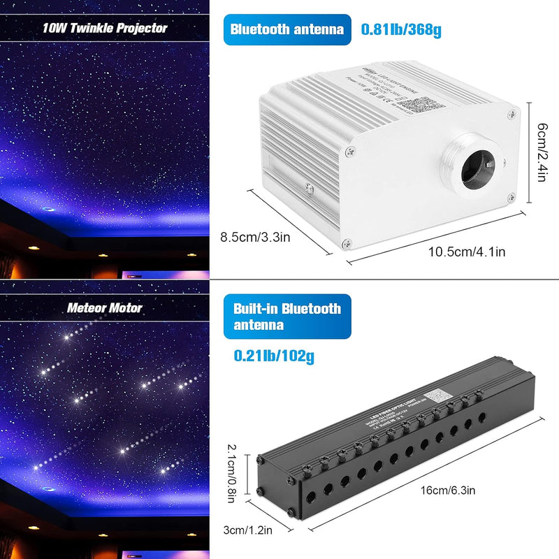CHINLY Bluetooth 10W RGBW Twinkle LED Fiber Optic Star Deckenleuchten Kit APP/Fernbedienung 550pcs*0