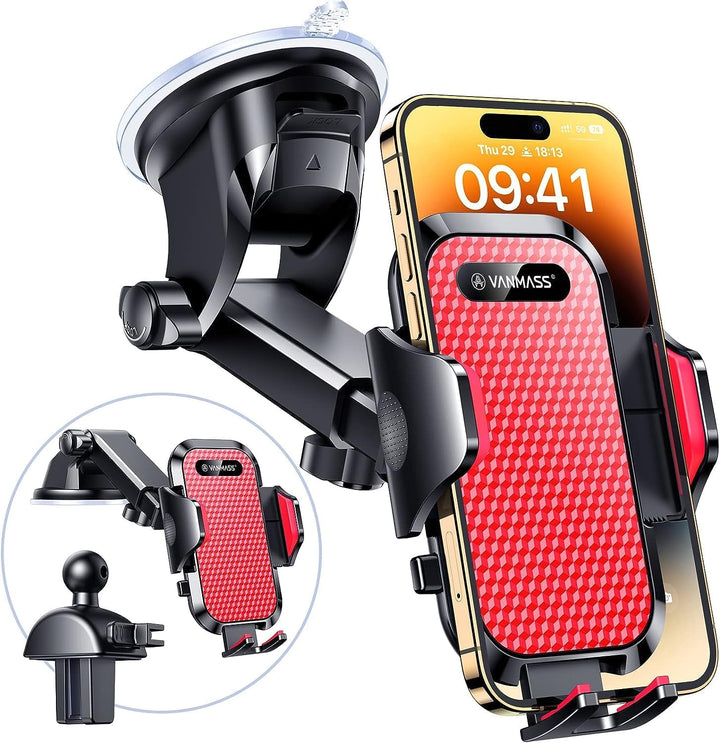 VANMASS Handyhalterung Auto 2024 Upgrade Super Stabil 3 in 1 Saugnapf & Lüftung 100% Sicher Universa