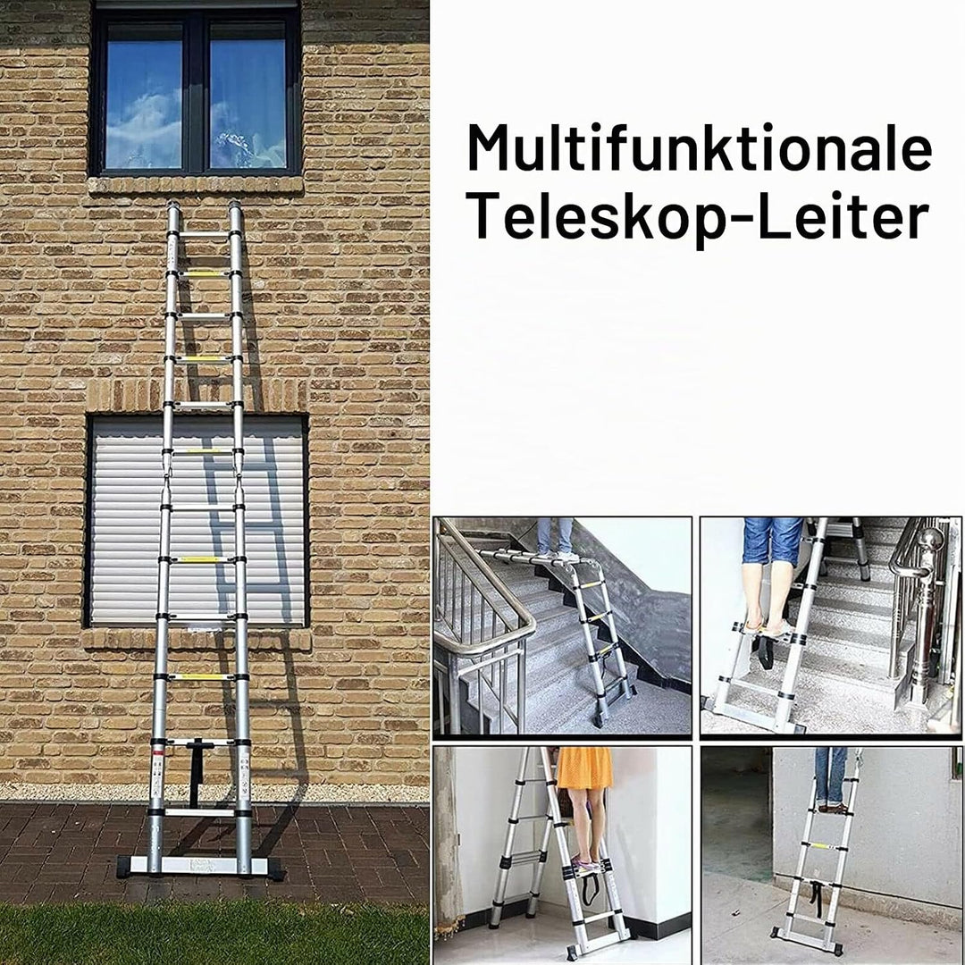 5M Teleskopleiter Ausziehleiter Klapp Ausziehbar Stehleiter Mehrzweck Edelstah, 16,5ft Einziehbare F