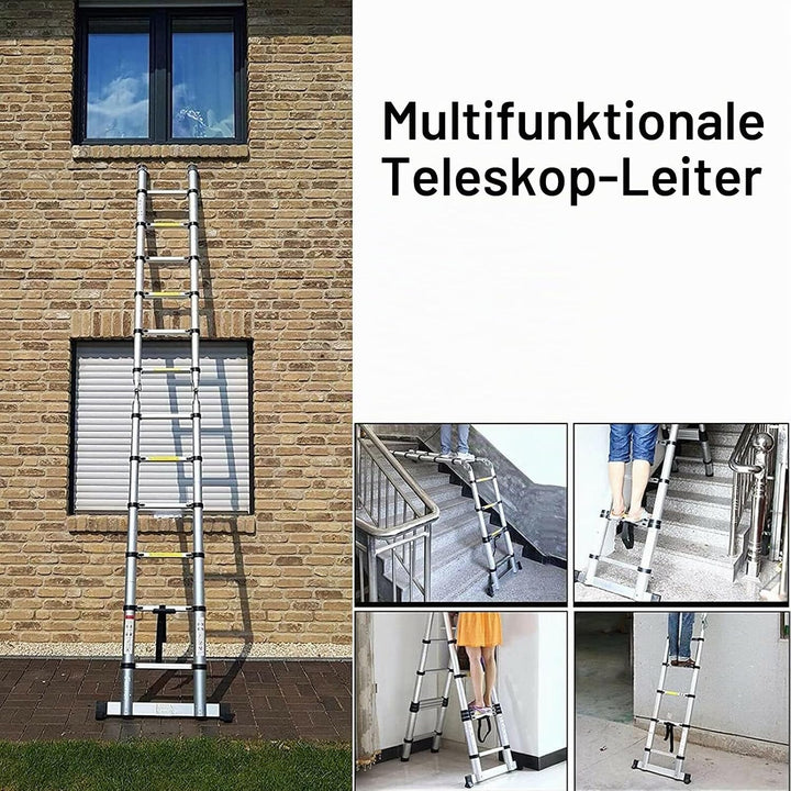5M Teleskopleiter Ausziehleiter Klapp Ausziehbar Stehleiter Mehrzweck Edelstah, 16,5ft Einziehbare F