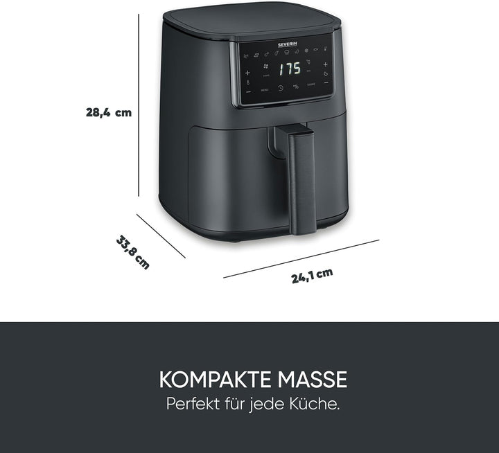 Severin Heissluftfritteuse, Single, Fritteuse für Kochen ohne Fett, Touch-Display, 8 Automatik-Progr