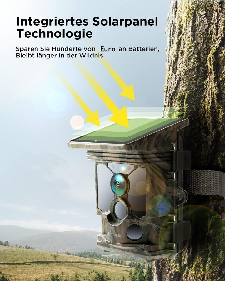 CEYOMUR Solar Wildkamera mit Handyübertragung App, 4K 68MP Wildkamera WLAN | Klare Nachtsicht, 120°