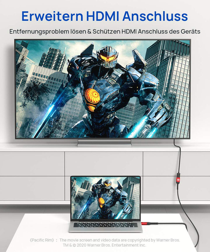 JSAUX HDMI Verlängerungskabel 3M 4K@60 Hz 2K@144Hz HDR High Speed HDMI 2.0 Stecker auf Buchse unters