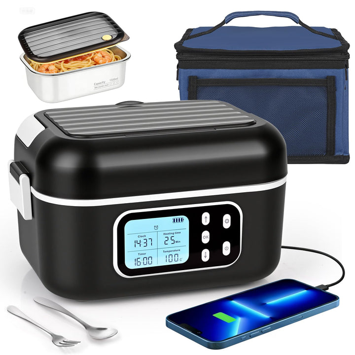 Dreamhigh 1,5 L Elektrische Lunchbox Mit Akku mit 24000 mAh, Lunchbox Elektrisch mit Auslaufsicheres