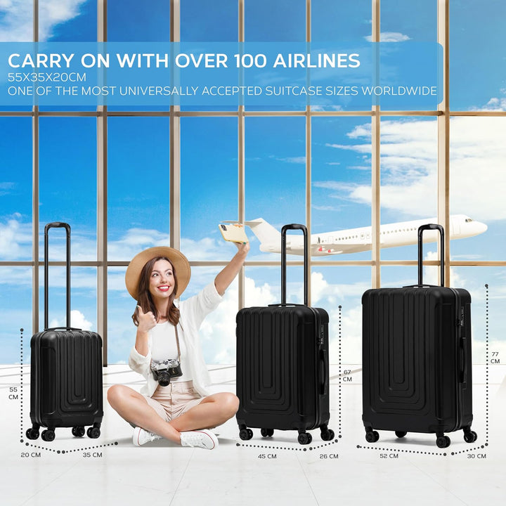 Flight Knight Premium Lightweight Suitcase - TSA-Schloss Mit USB-Anschluss - 8 Spinner-Rader - ABS-H