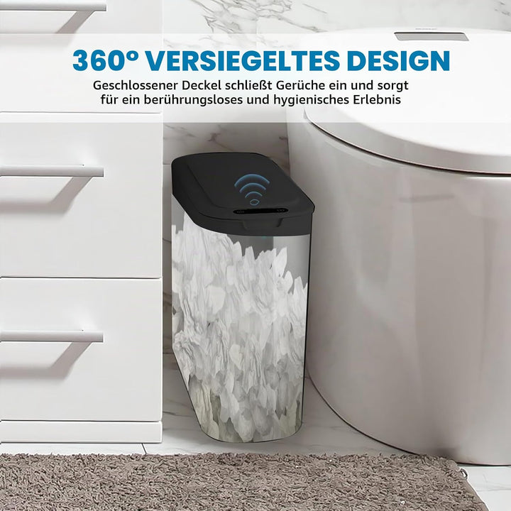LIROPAU Abfalleimer für Badezimmer, 25 l, automatischer Kücheneimer mit Deckel, wasserdicht, elektri