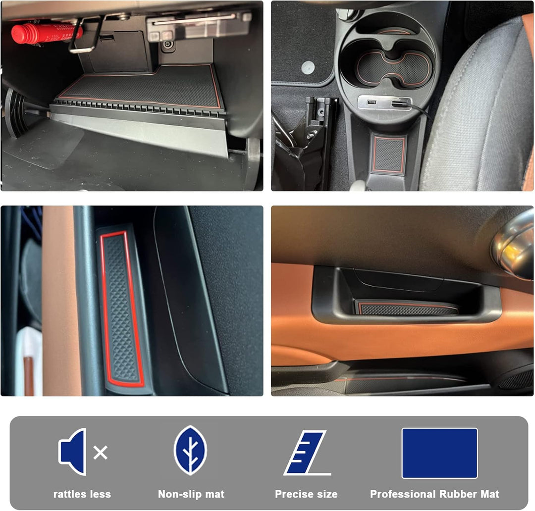 YEE PIN Gummimatten Innenraum Kompatibel mit FIAT 500 2016-2020 / Abarth 595 2017-2021 Interieur rut