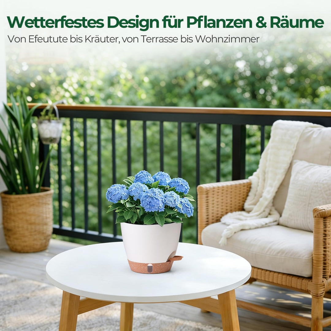 T4U 2er Set Automatische Bewässerung Übertopf 20 cm Durchmesser, Kräutertopf Küche, Kräutertöpfe – g