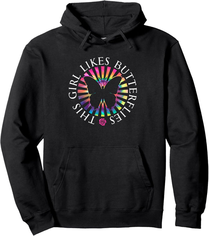 Mädchen mag Schmetterlinge, buntes Naturtier Pullover Hoodie