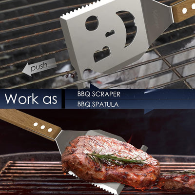 Grillzubehör,Grillspatel, HolzgriffGrillspatel, Grillspatel zum Grillen im Freien, Geschenk für Männ