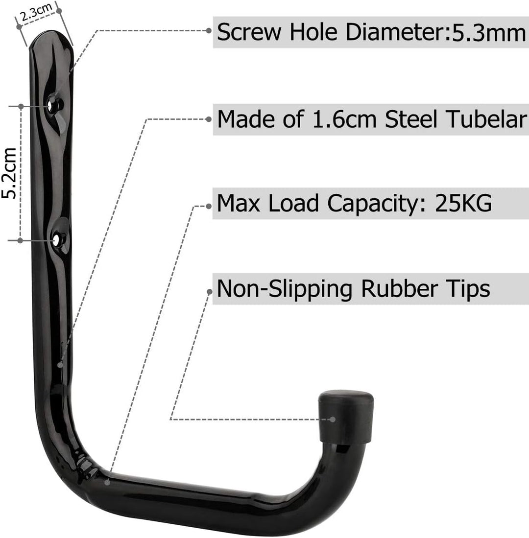 pipabiba 17 cm Garagen-Leiterhaken, 6 Stück, robuste Wandhalterung, Organizer für Klappstühle, Fahrr