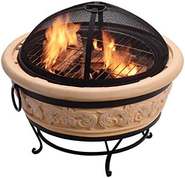 Peaktop - Feuerstelle für Brennholz für den Aussenbereich, 68 cm, rund, komplexes Design HR26303AA-S