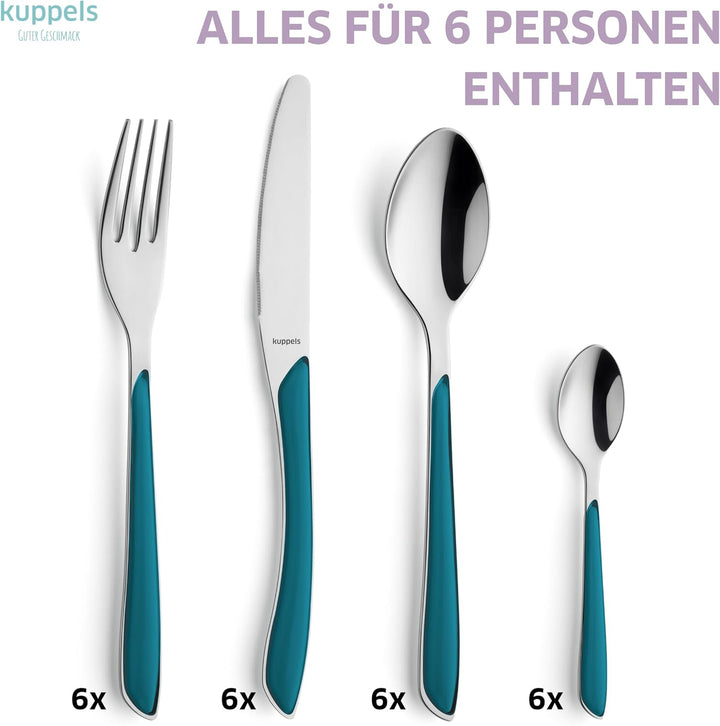 Kuppels Prisma Besteck Set für 6 Personen aus Edelstahl poliert | Besteckset 24-teilig | Hochwertige