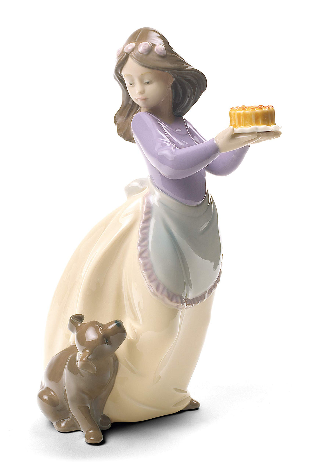 NAO Porcelain by Lladro PUPPY'S Birthday (Special Edition) (Girl Holding Cake with Puppy Dog) 200170