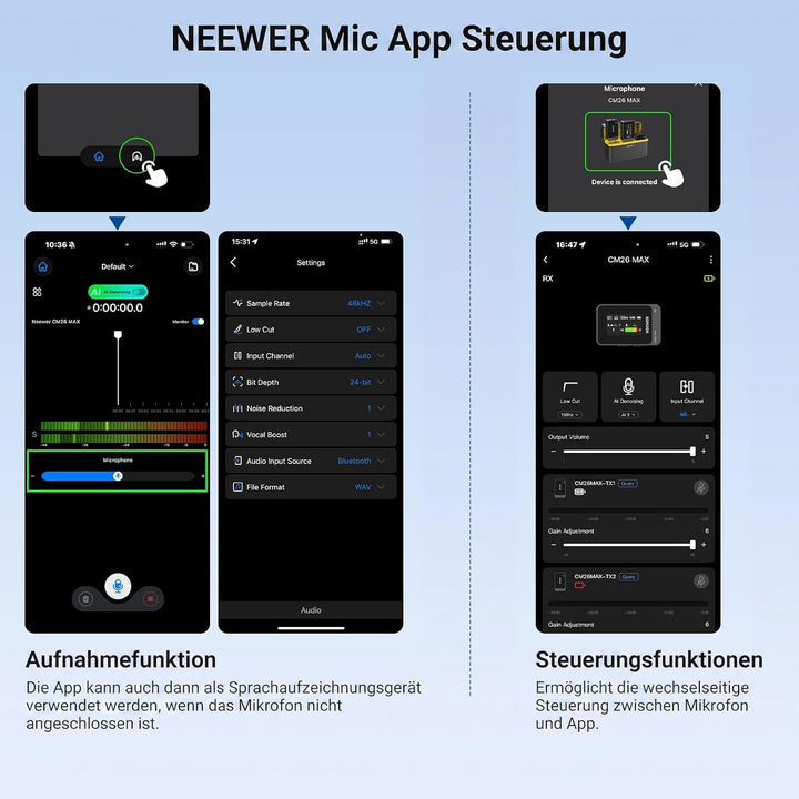 NEEWER CM26 MAX AI kabelloses Lavalier Mikrofon kompatibel mit iPhone 17 16 15 Android Kamera PC, US