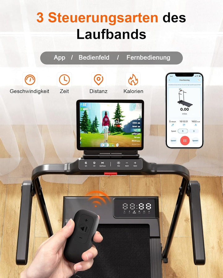 Superun Raceable Walking Pad – Laufband für Zuhause 2.5 PS mit App und Fernbedienung – Laufband Schr