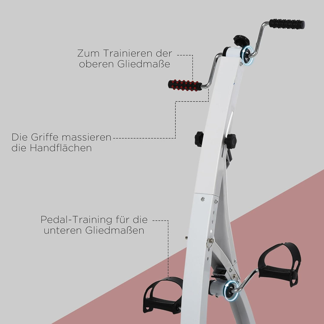 HOMCOM Heimtrainer Bewegungstrainer Pedaltrainer für Senioren Stahl Schwarz/Weiss 41 x 42,5 x