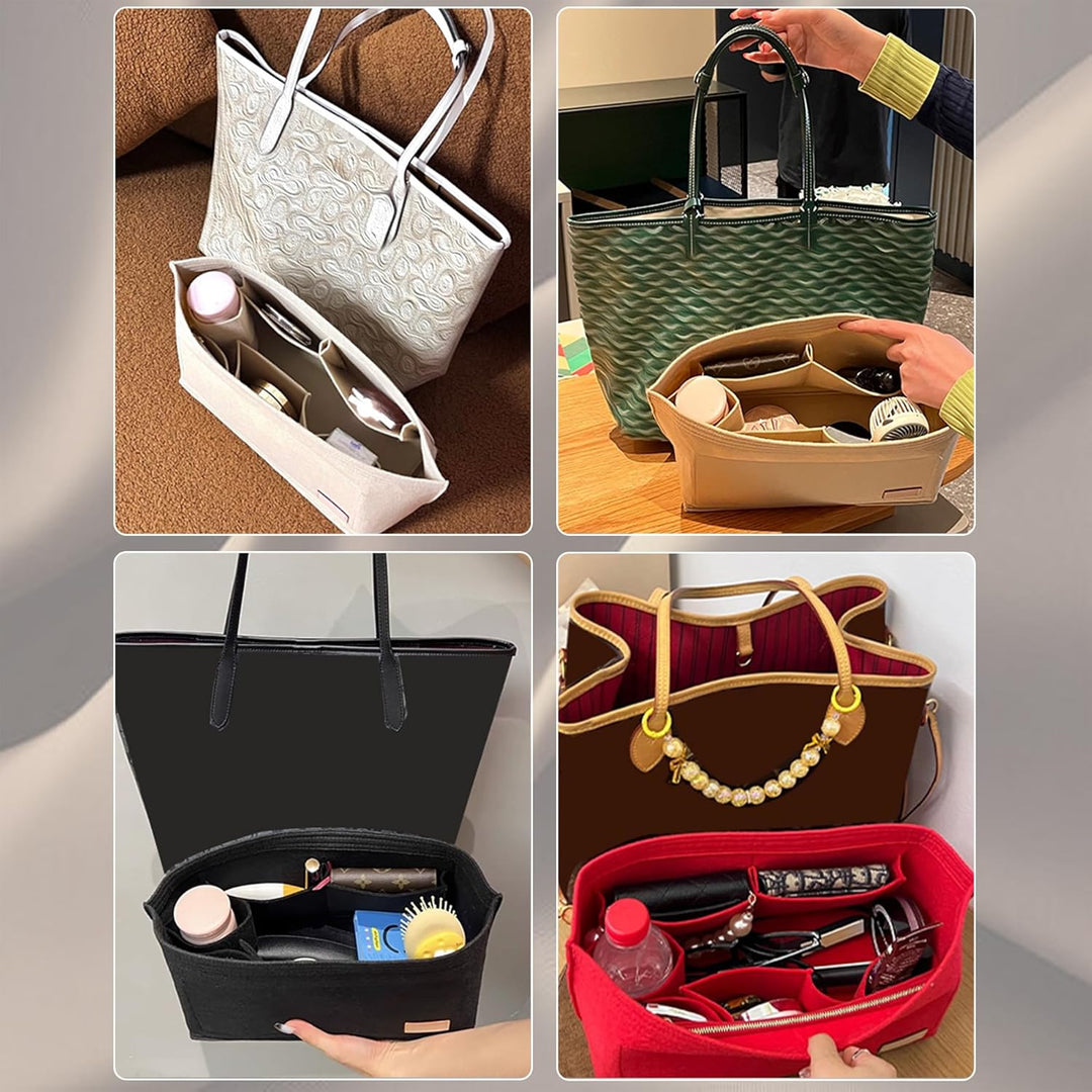 Doxo Filz-Organizer-Einsatz für Handtaschen und Bodenformer, grosse Tragetasche mit Reissverschluss,
