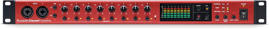 Focusrite Clarett+ OctoPre ADAT-Mikrofonvorverstärker mit acht Ins/Outs in professioneller Qualität