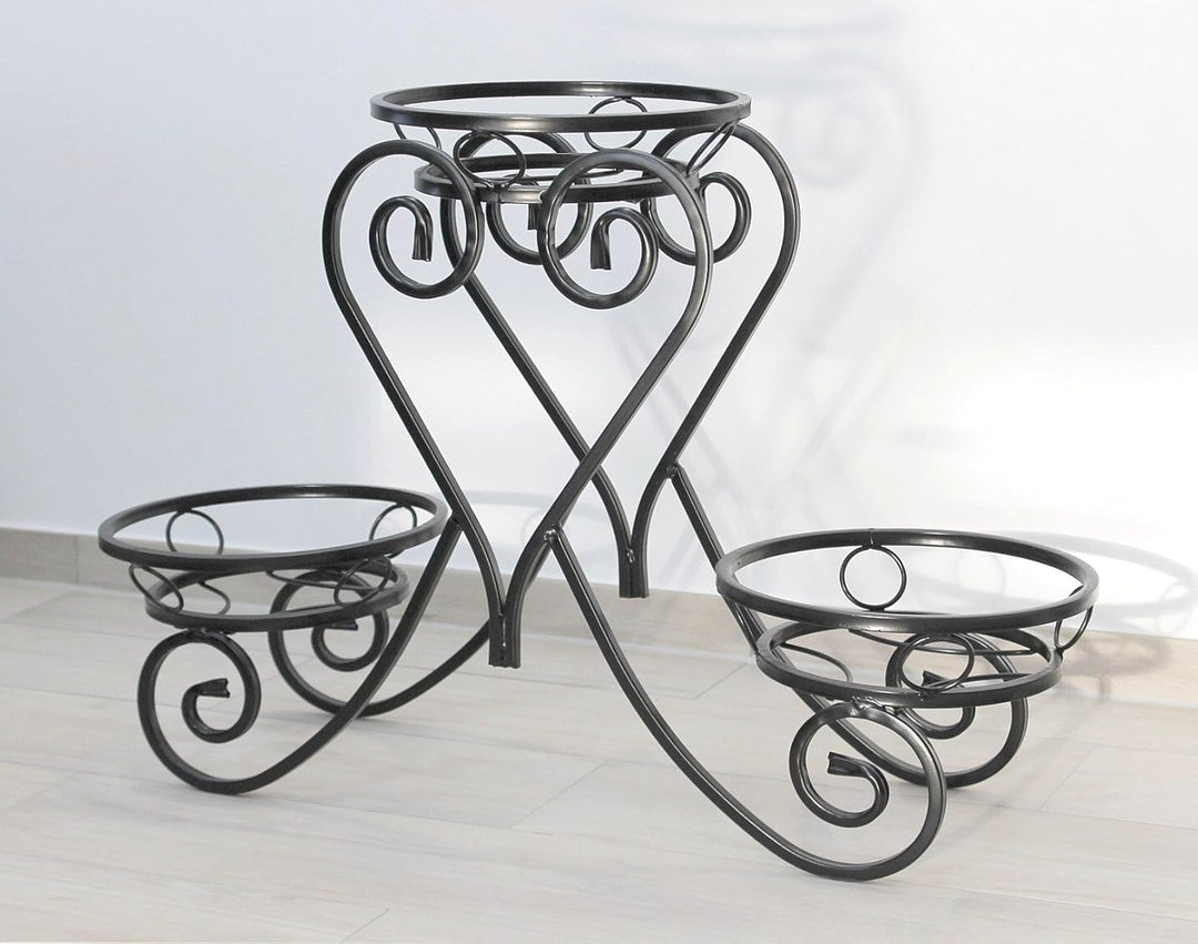 DanDiBo Blumentreppe Metall Schwarz 89 cm Blumenständer mit 3 Ablagen KW403 Blumensäule Pflanzsäule