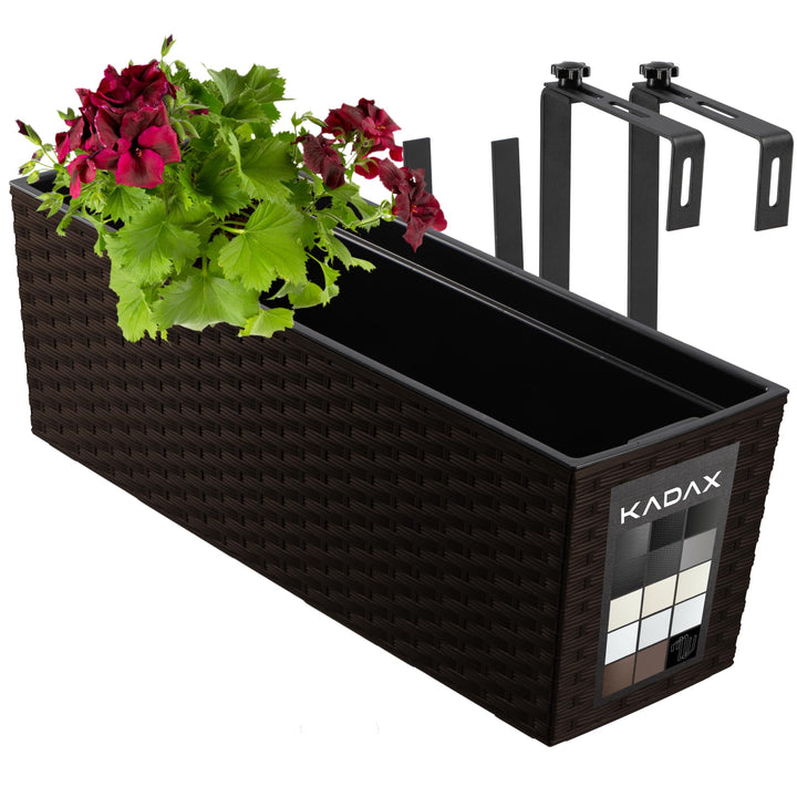 KADAX Blumenkasten aus Kunststoff, 18,5x56 cm, Pflanzkasten mit Einsatz, wetterfester Balkonkasten,