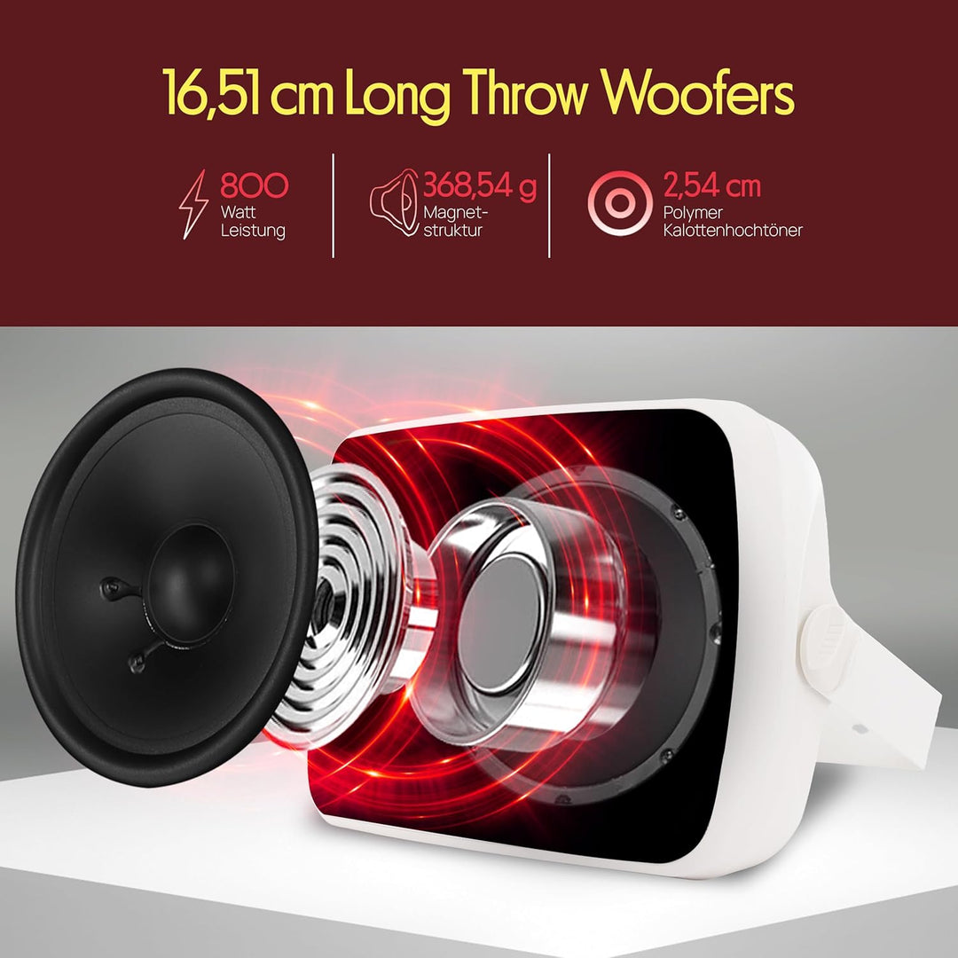 Pyle Lautsprecher Musikbox Bluetooth Box 800 Watt, Speaker Bluetooth Outdoor & Indoor mit Verstärker