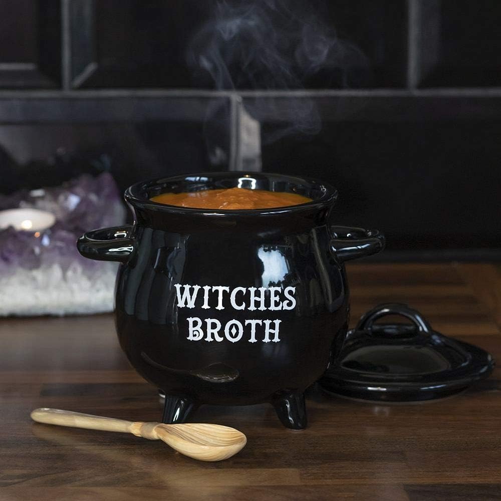 something different Witches Broth Cauldron Soup Bowl With Broom Spoon (9/18)