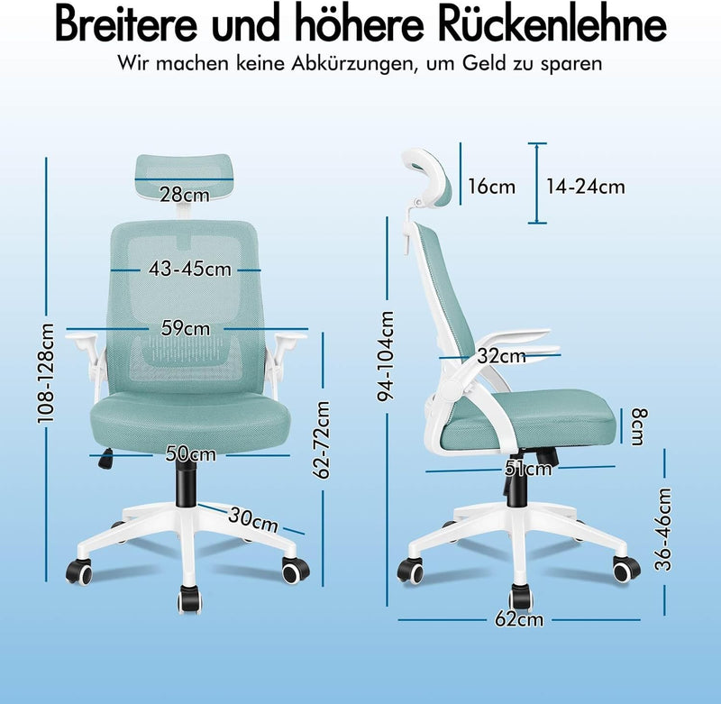 ALFORDSON Bürostuhl, Sessel mit Kopfstütze, Computer-Schreibtischstuhl mit Lordosenstütze, Drehstuhl