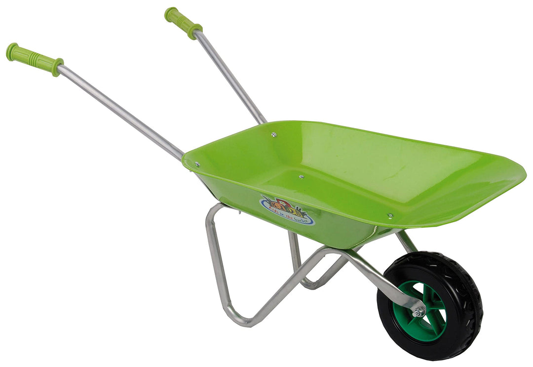 Esschert Design Kinderschubkarre, Gartenkarre für Kinder in grün, ca. 77 cm x 40 cm x 43 cm