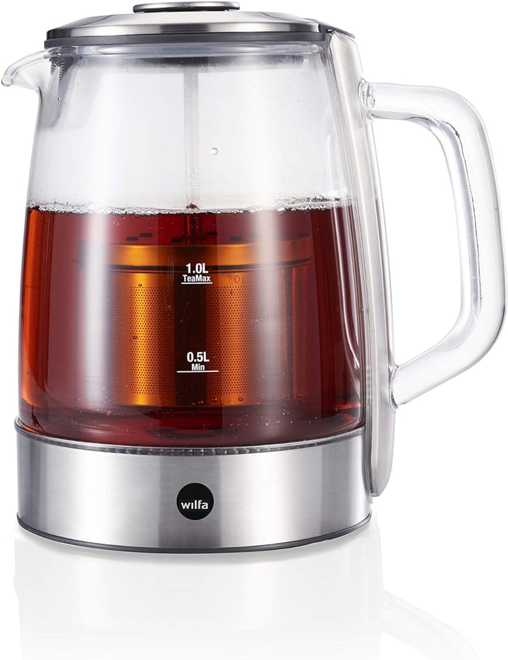 Wilfa CHA Teekocher - 2200 Watt, 1,25 Liter Fassungsvermögen, Brühdeckel mit Sieb, 4 Temperatureinst