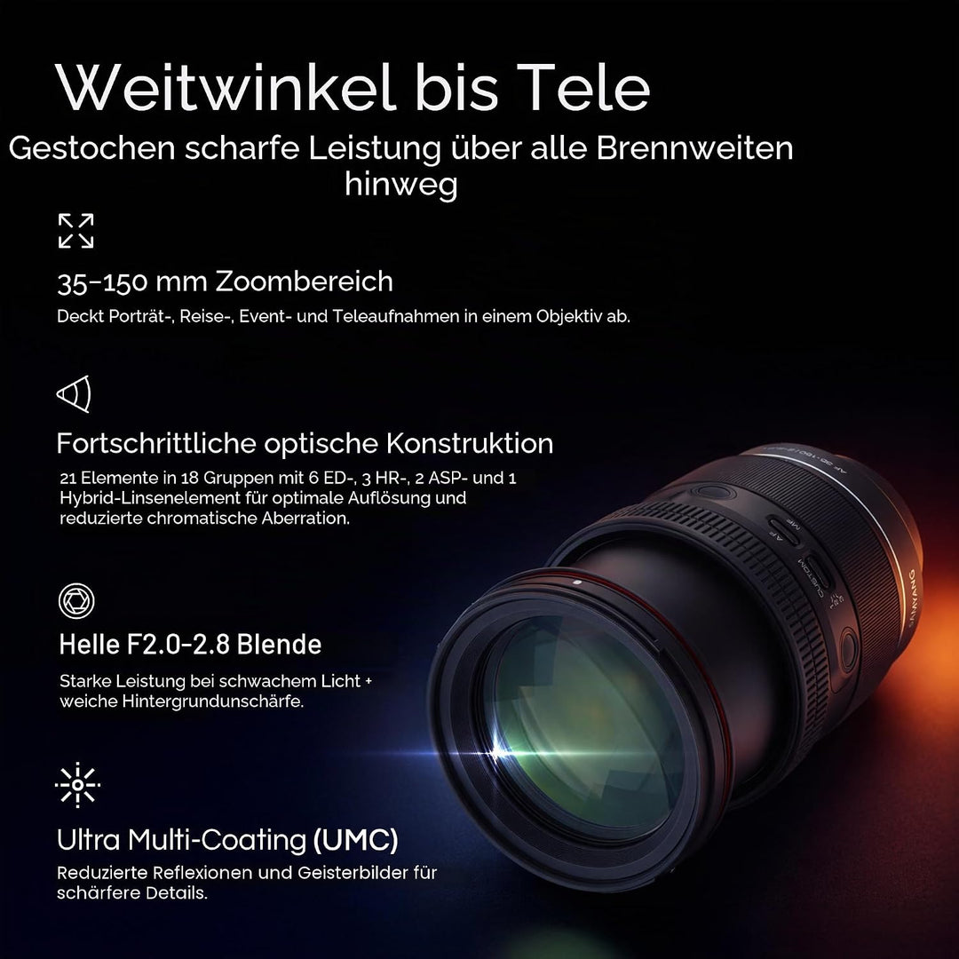Samyang 35-150 mm F2.0-2.8 Fast All Around AF Zoom Objektiv für L-Mount