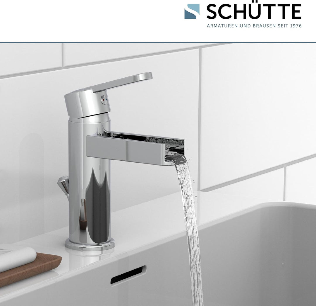 SCHÜTTE NIAGARA Waschtischarmatur mit Schwallauslauf, Wasserfallarmatur für Waschtisch, waschtischar