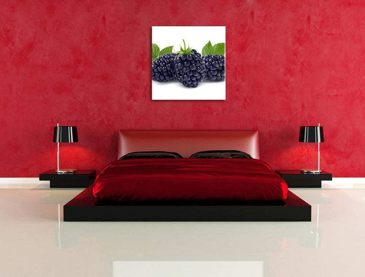 Leckere Brombeeren, Format: 70x70 auf Leinwand, XXL riesige Bilder fertig gerahmt mit Keilrahmen, Ku