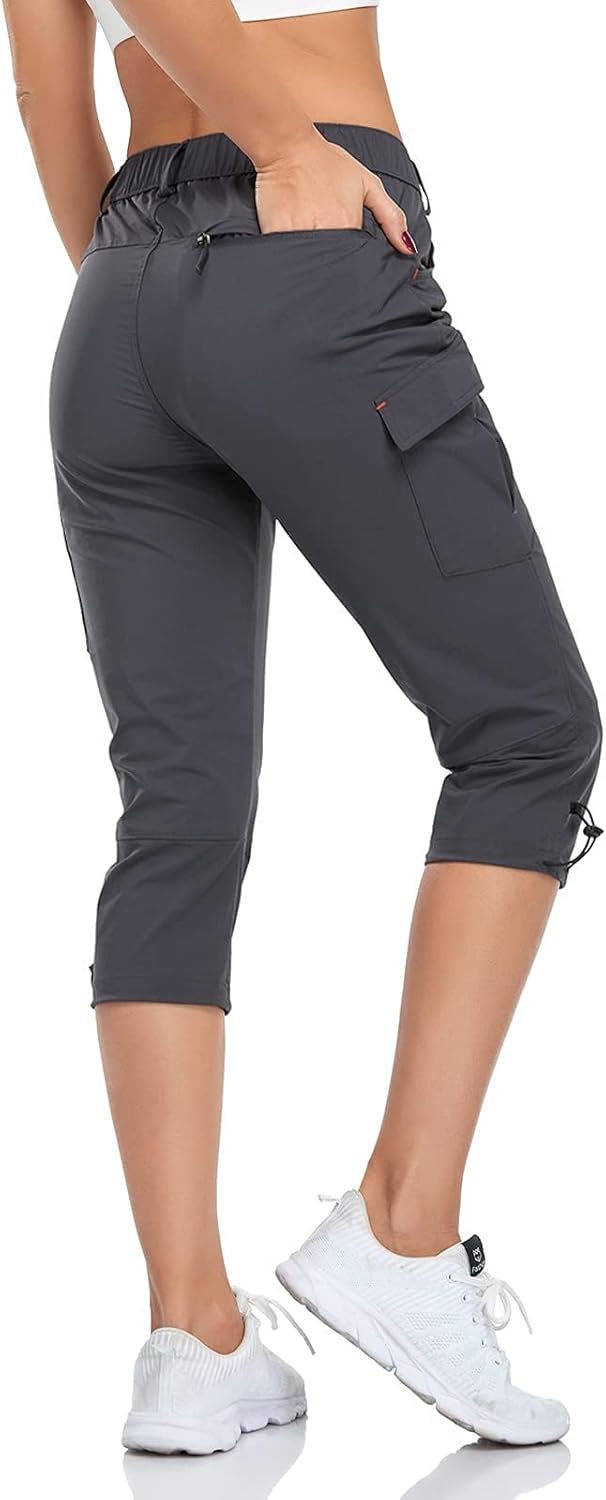 GymBrave Damen-Cargohose, schnelltrocknend, Outdoor-Camping-Caprihose, wasserabweisend, LSF 50, mit