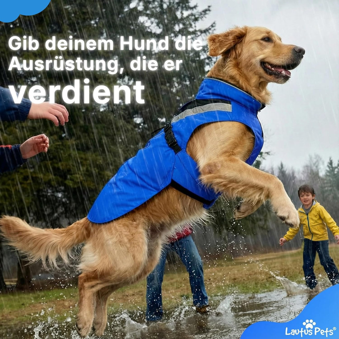 Wasserdichter Hunderegenmantel, reflektierenden Sicherheitsstreifen & Leinenöffnung – Leichte, Jacke