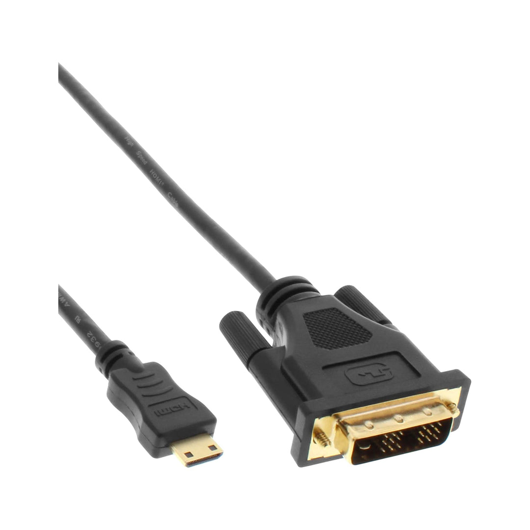 InLine 17476P Mini HDMI zu DVI Kabel, HDMI Stecker C zu DVI 18+1, verg. Kontakte, schwarz, 1,5m