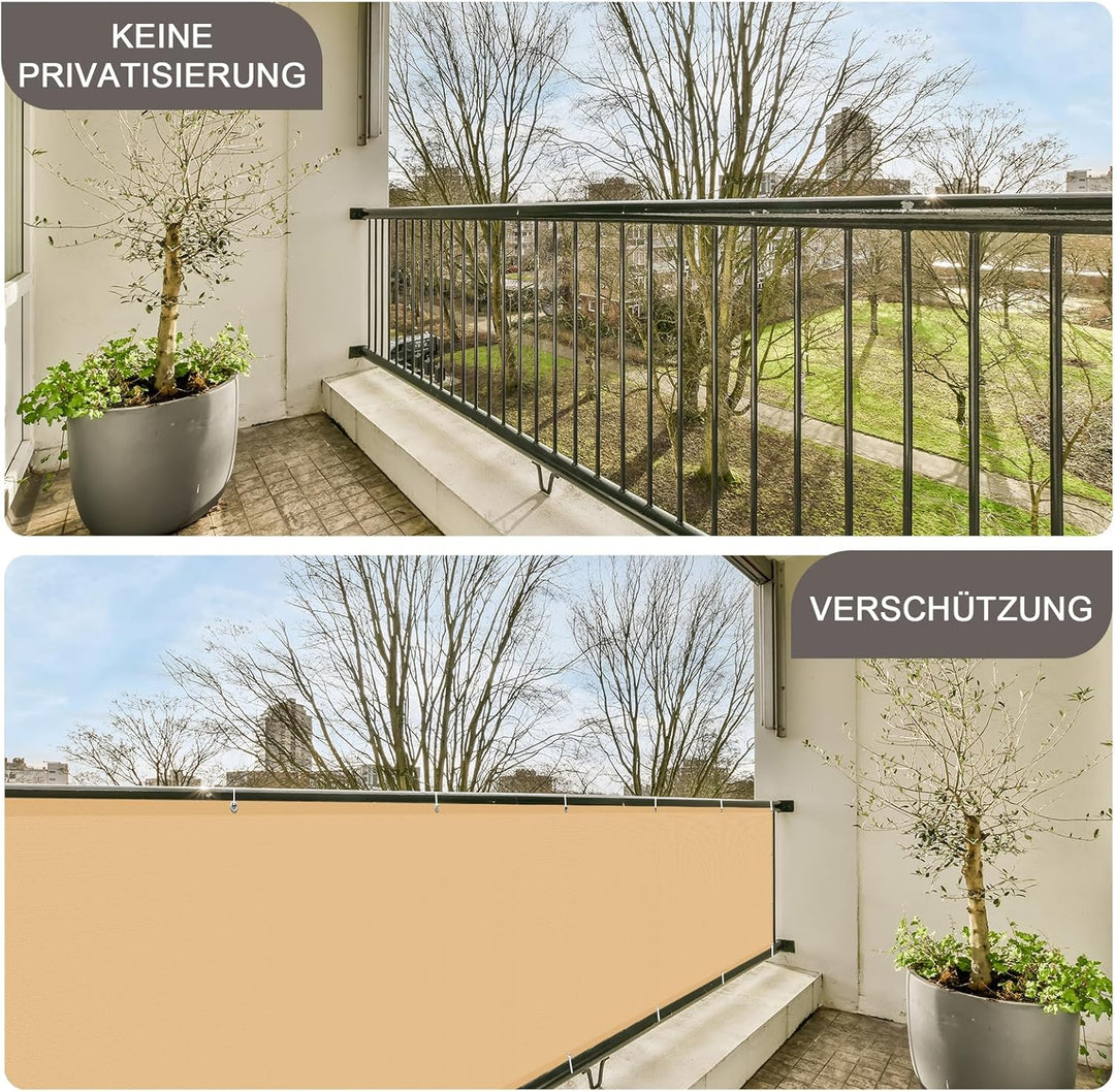 SUNNY GUARD Balkon Sichtschutz Wetterfest 90x600cm Balkonverkleidung Balkonabdeckung Balkonumspannun