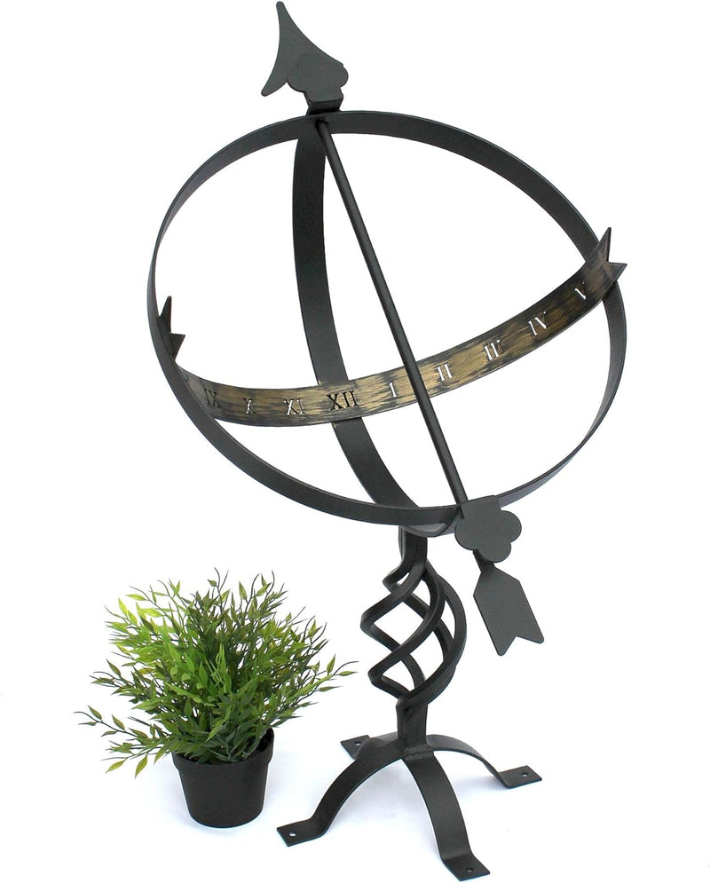 DanDiBo Sonnenuhr Schwarz aus Metall Schmiedeeisen Wetterfest 72 cm Gartenuhr Uhr Garten