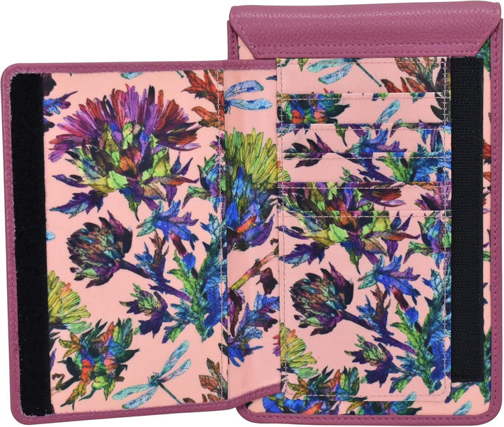Anuschka RFID Crossbody Handytasche mit Börse - Wanderlust Kollektion - Nylonstoff mit Leder Trim un