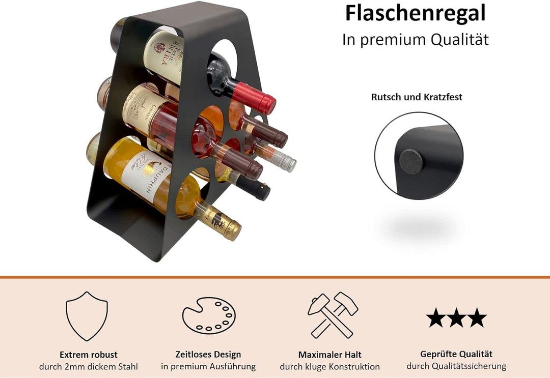 GP Get Productive Weinregal (6er Flaschenhalter) freistehend und modernes Design aus stabilem Metall