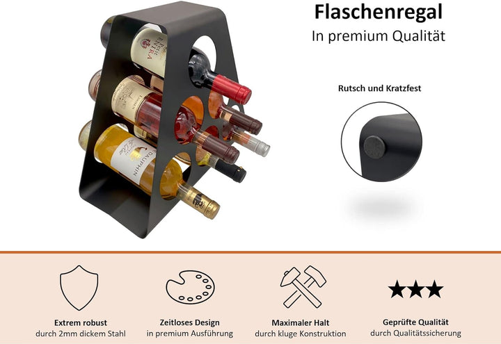 GP Get Productive Weinregal (6er Flaschenhalter) freistehend und modernes Design aus stabilem Metall