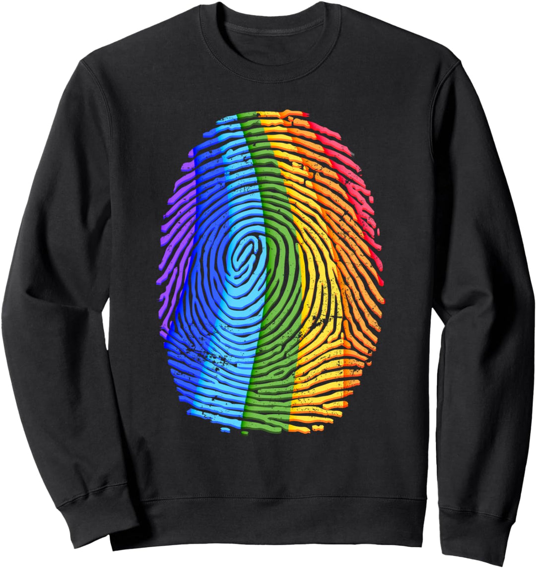 Regenbogen Flagge Fingerabdruck Gay Pride Geschenk LGBT Sweatshirt