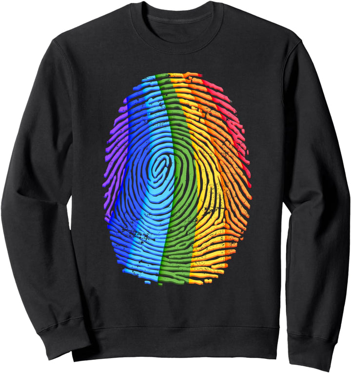 Regenbogen Flagge Fingerabdruck Gay Pride Geschenk LGBT Sweatshirt