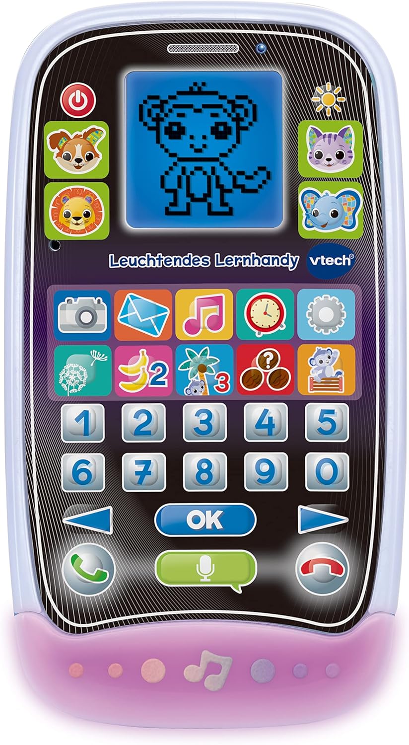VTech Leuchtendes Lernhandy – Lerntelefon mit niedlichen Tierfreunden, spannenden Lernspielen, Liede