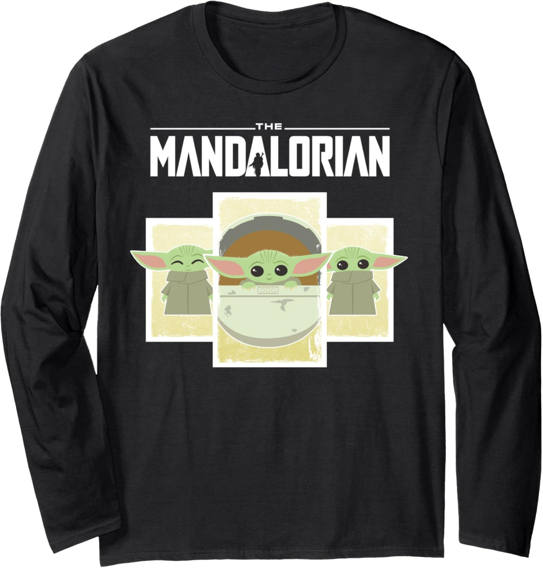 Star Wars The Mandalorian The Child Cute Cartoon Panels Langarmshirt
