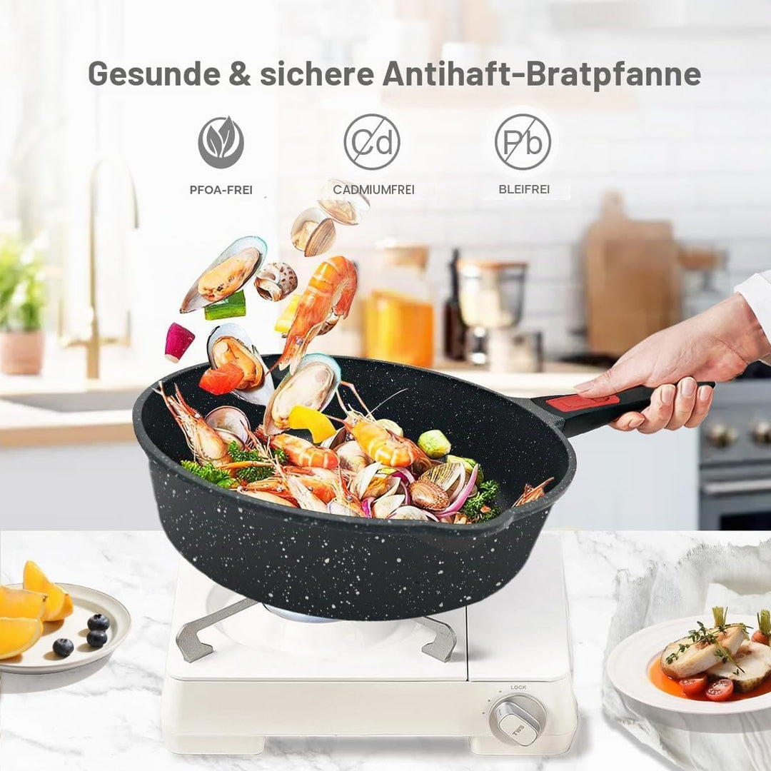 Bratpfanne 20cm, Antihaft Beschichtung Pfanne mit abnehmbarem Griff, PFOA Freie, kompatibel mit alle