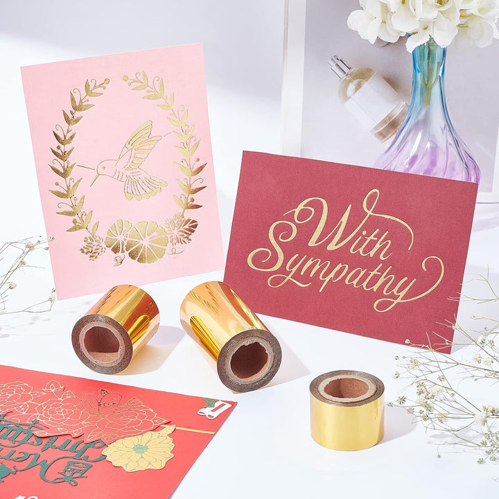 SUPERFINDINGS 3 Rollen 3 Grösse Gold Heissfolienprägepapier Wärmeübertragungsfolienpapier Heissfolie
