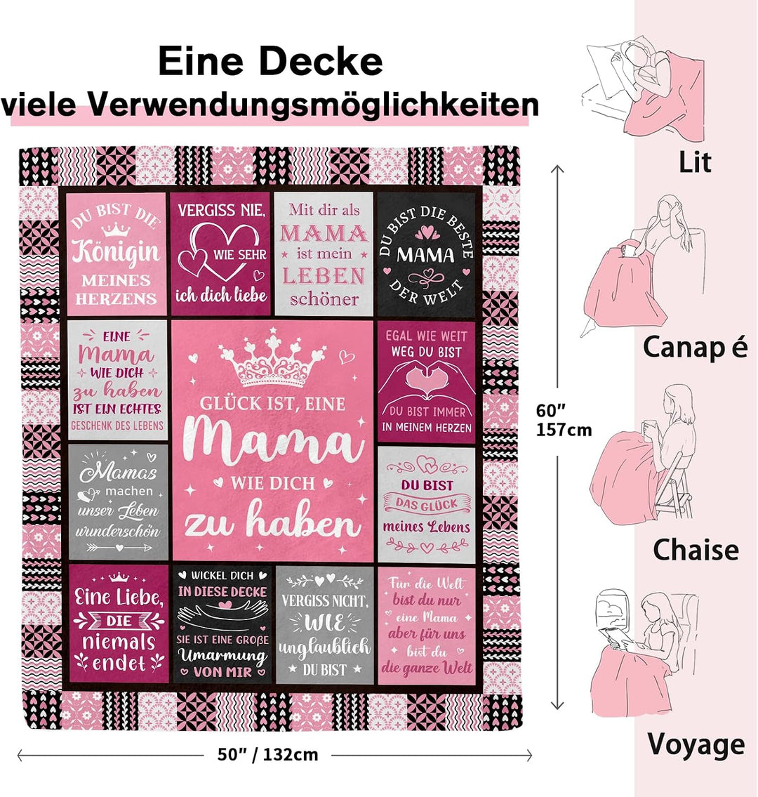 Muttertagsgeschenke für Mama - Kuscheldecke, Praktisches Geburtstagsgeschenk für Mama zum Muttertag,