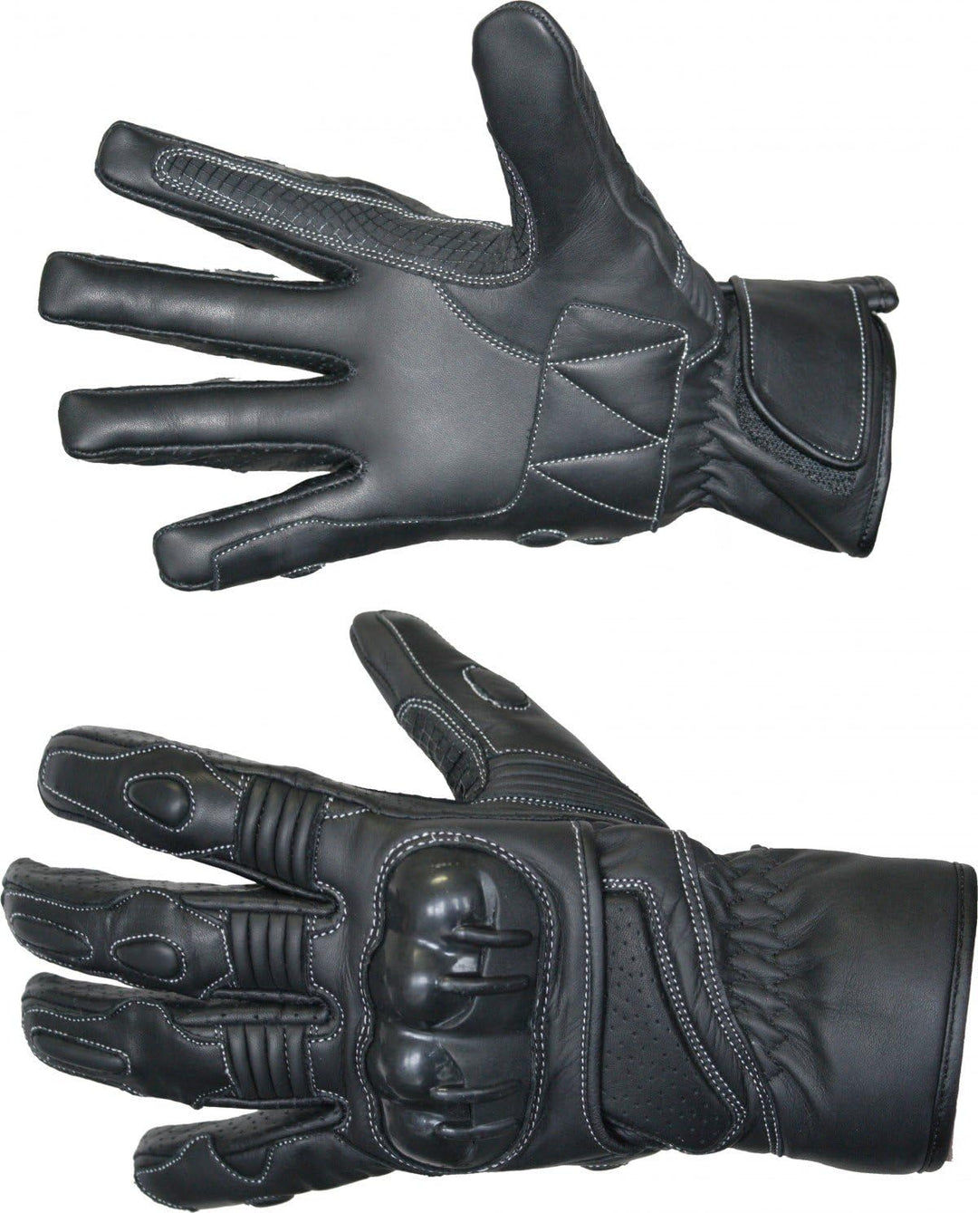 German Wear Motorradhandschuhe Motorrad Biker Lederhandschuhe Schwarz, Size:8=M, 8=m